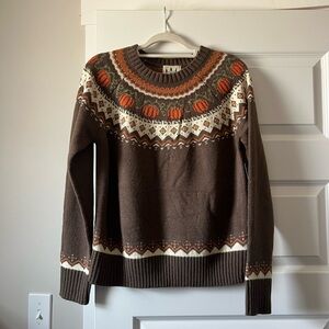 Kiel James Patrick Brown and Orange Sweater